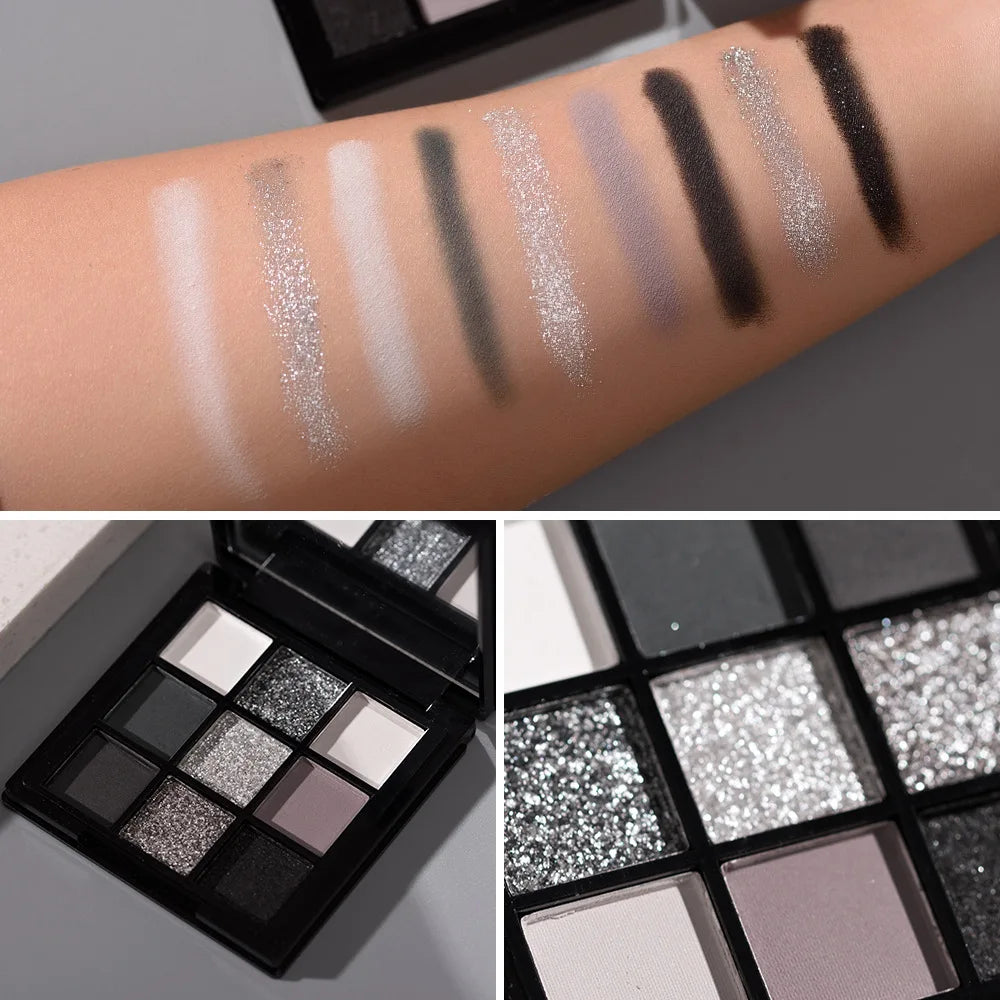 9-Color Smoky Eyeshadow Palette with Matte & Shimmer Finishes