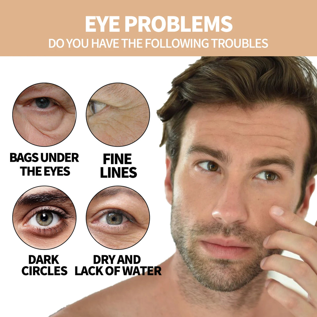 Men's Retinol Eye Cream Eye Bag Firming Lifting Cream Lightening Dark Circles Skin Instant Eye Repair Serum Stick Remover Gel