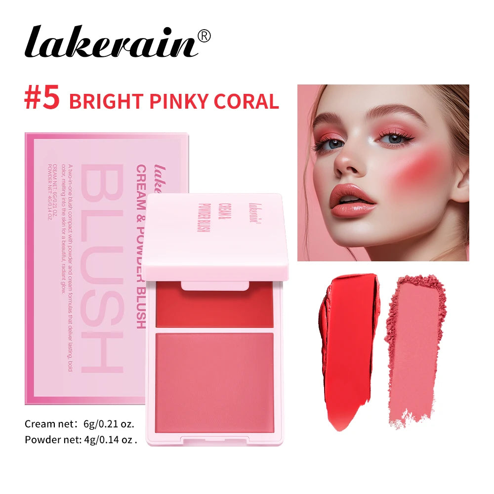 5-Color Matte Cream & Powder Blush Palette for Natural Rosy Glow