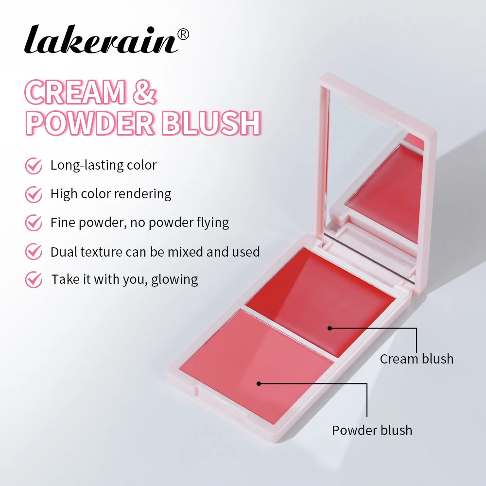 5-Color Matte Cream & Powder Blush Palette for Natural Rosy Glow